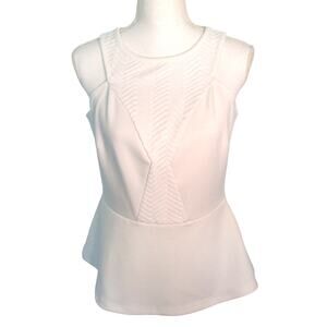 Worthington Women's White Lacy Sleeveless Zip Back Tank Shirt Size Medium